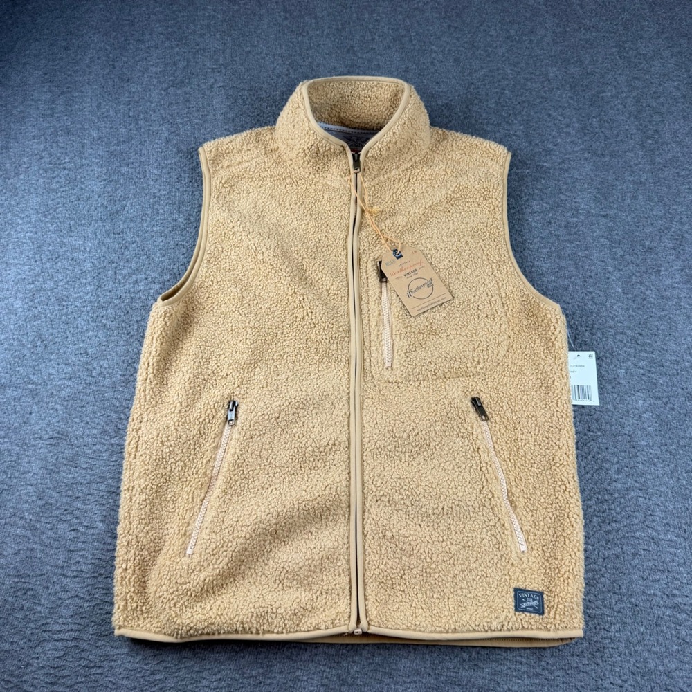 Weatherproof Vintage Sherpa Fleece Vest Men's Medium Whey Tan Full Zip